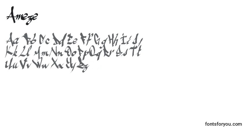 Czcionka Ameze – alfabet, cyfry, specjalne znaki