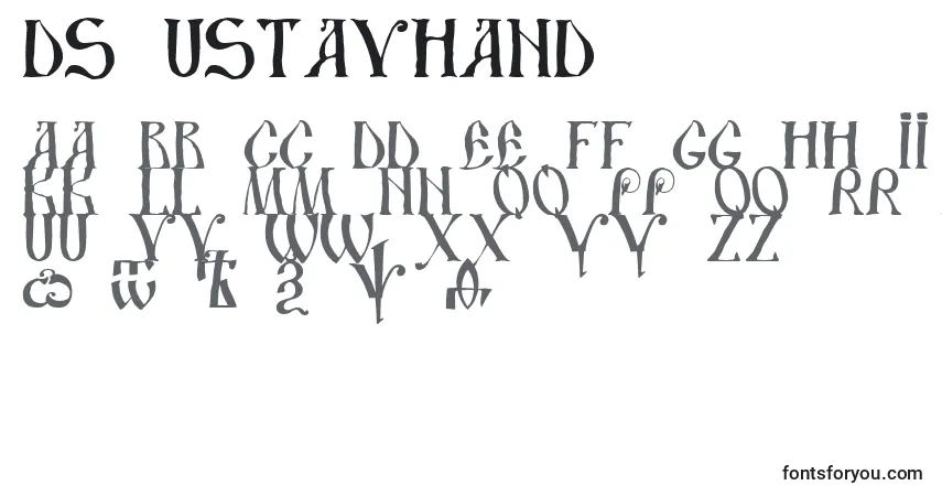 Schriftart Ds Ustavhand – Alphabet, Zahlen, spezielle Symbole