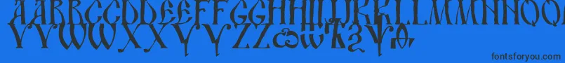 Ds Ustavhand-Schriftart – Schwarze Schriften auf blauem Hintergrund