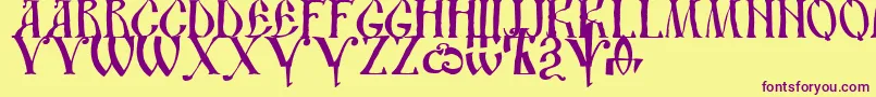 Czcionka Ds Ustavhand – fioletowe czcionki na żółtym tle