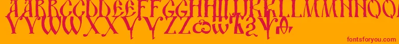 Ds Ustavhand Font – Red Fonts on Orange Background