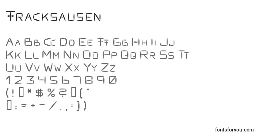 characters of fracksausen font, letter of fracksausen font, alphabet of  fracksausen font
