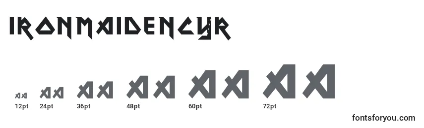 sizes of ironmaidencyr font, ironmaidencyr sizes