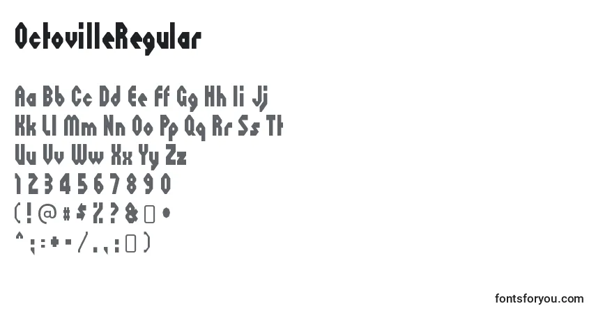 Czcionka OctovilleRegular – alfabet, cyfry, specjalne znaki