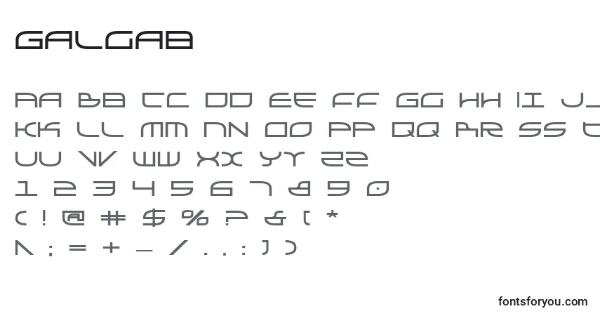 A fonte Galgab – alfabeto, números, caracteres especiais