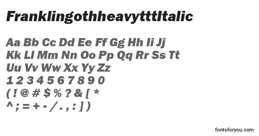 Schriftart FranklingothheavytttItalic – Alphabet, Zahlen, spezielle Symbole