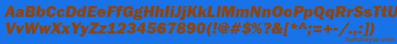 フォントFranklingothheavytttItalic – 茶色の文字が青い背景にあります。