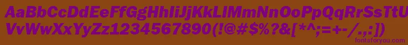 FranklingothheavytttItalic Font – Purple Fonts on Brown Background