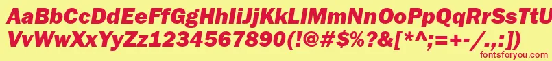 FranklingothheavytttItalic Font – Red Fonts on Yellow Background