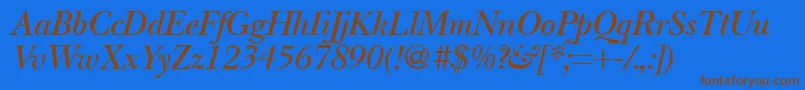 BaskervillenovatwodemiRegularitalic Font – Brown Fonts on Blue Background