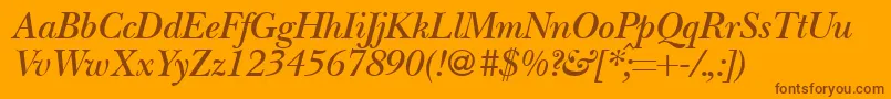 Шрифт BaskervillenovatwodemiRegularitalic – коричневые шрифты на оранжевом фоне