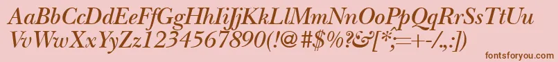 BaskervillenovatwodemiRegularitalic-fontti – ruskeat fontit vaaleanpunaisella taustalla