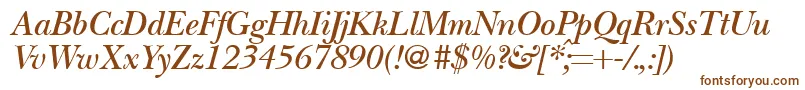 Saiba mais sobre a fonte BaskervillenovatwodemiRegularitalic Fonte BaskervillenovatwodemiRegularitalic – fontes marrons em um fundo branco