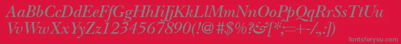 fuente BaskervillenovatwodemiRegularitalic – Fuentes Grises Sobre Fondo Rojo
