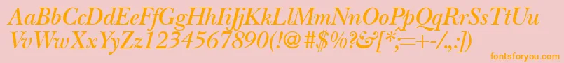 BaskervillenovatwodemiRegularitalic Font – Orange Fonts on Pink Background