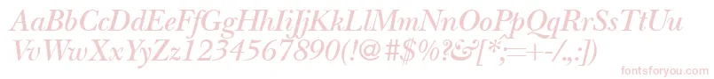 フォントBaskervillenovatwodemiRegularitalic – 白い背景にピンクのフォント