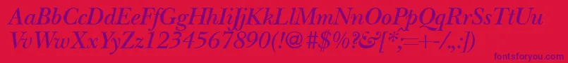 Fonte BaskervillenovatwodemiRegularitalic – fontes roxas em um fundo vermelho