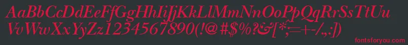 Fonte BaskervillenovatwodemiRegularitalic – fontes vermelhas em um fundo preto
