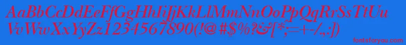 BaskervillenovatwodemiRegularitalic Font – Red Fonts on Blue Background