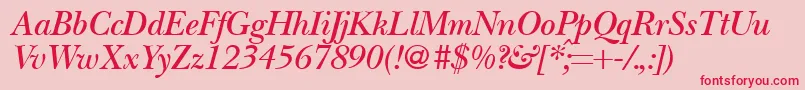 Czcionka BaskervillenovatwodemiRegularitalic – czerwone czcionki na różowym tle