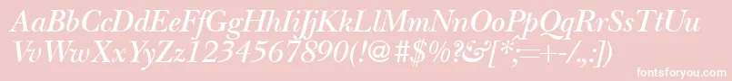 BaskervillenovatwodemiRegularitalic-Schriftart – Weiße Schriften auf rosa Hintergrund