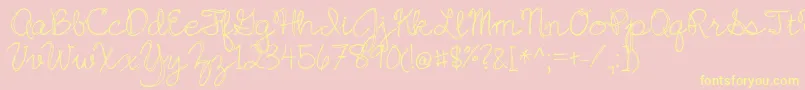 BmdJazzEssay-Schriftart – Gelbe Schriften auf rosa Hintergrund