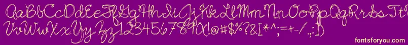 BmdJazzEssay-Schriftart – Gelbe Schriften auf violettem Hintergrund