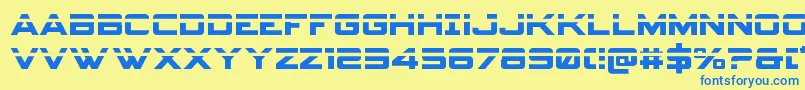 フォントSpyagencyv3laser – 青い文字が黄色の背景にあります。
