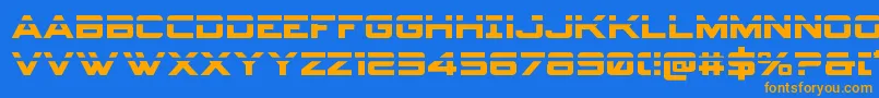Fonte Spyagencyv3laser – fontes laranjas em um fundo azul