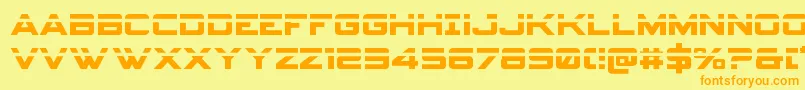 フォントSpyagencyv3laser – オレンジの文字が黄色の背景にあります。