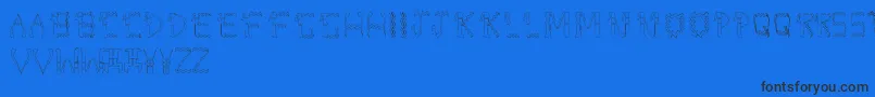 DolbyFianltype-Schriftart – Schwarze Schriften auf blauem Hintergrund