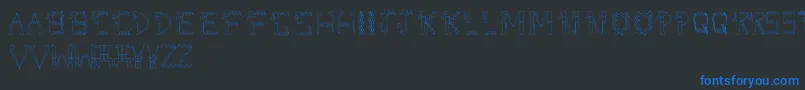Fonte DolbyFianltype – fontes azuis em um fundo preto