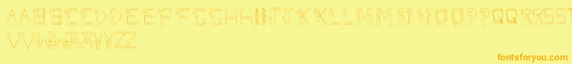 Fonte DolbyFianltype – fontes laranjas em um fundo amarelo
