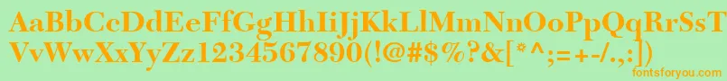 フォントNewCaledoniaLtBold – オレンジの文字が緑の背景にあります。