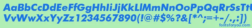 FuturisttBolditalic-Schriftart – Blaue Schriften auf grünem Hintergrund