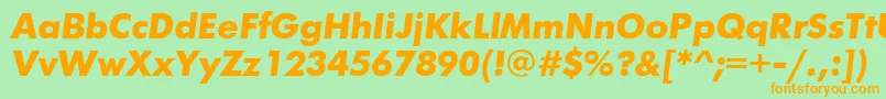 フォントFuturisttBolditalic – オレンジの文字が緑の背景にあります。