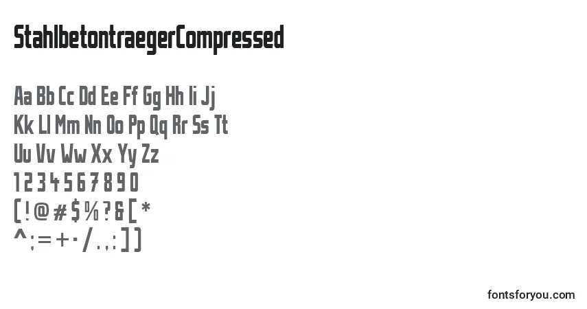 Schriftart StahlbetontraegerCompressed – Alphabet, Zahlen, spezielle Symbole