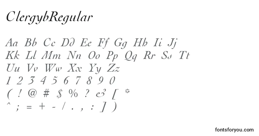 Шрифт ClergybRegular – алфавит, цифры, специальные символы