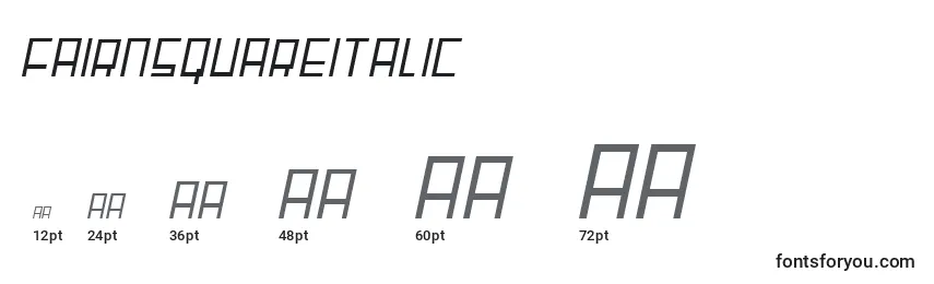 Размеры шрифта FairnsquareItalic