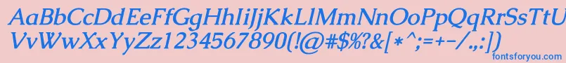 CaudexBolditalic-Schriftart – Blaue Schriften auf rosa Hintergrund