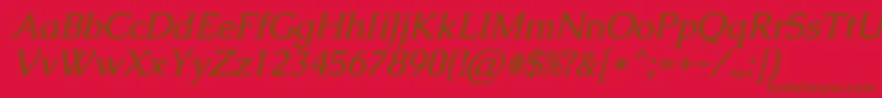 CaudexBolditalic-fontti – ruskeat fontit punaisella taustalla