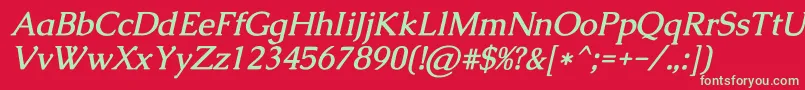 フォントCaudexBolditalic – 赤い背景に緑の文字