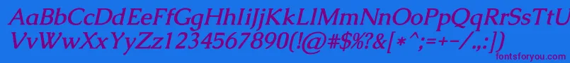 CaudexBolditalic-Schriftart – Violette Schriften auf blauem Hintergrund
