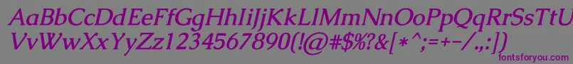 CaudexBolditalic-Schriftart – Violette Schriften auf grauem Hintergrund