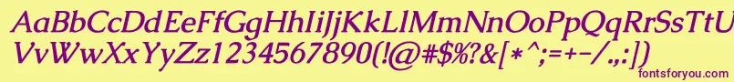 CaudexBolditalic Font – Purple Fonts on Yellow Background