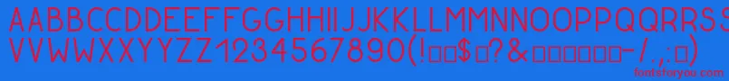 GoldenratioDemo-fontti – punaiset fontit sinisellä taustalla