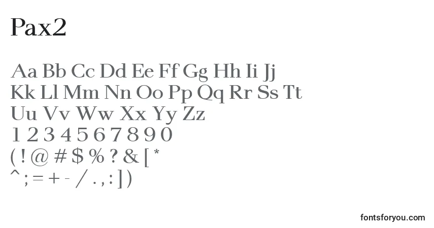 A fonte Pax2 – alfabeto, números, caracteres especiais