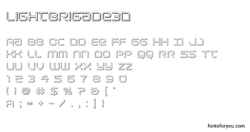 A fonte Lightbrigade3D – alfabeto, números, caracteres especiais