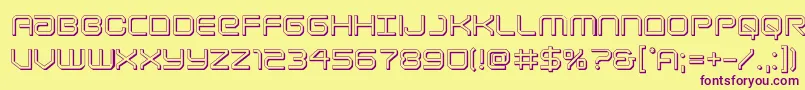 Czcionka Lightbrigade3D – fioletowe czcionki na żółtym tle