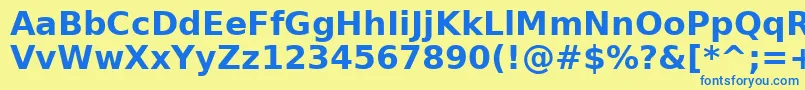 フォントVerabd – 青い文字が黄色の背景にあります。